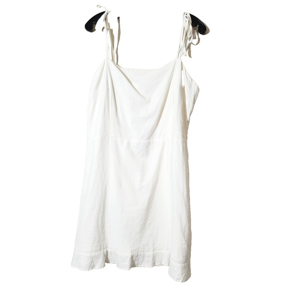 Abercrombie & Fitch Dresses & Skirts - Abercrombie & Fitch NEW Womens XL White Linen Dress Mini Ruffle Hem Smocked